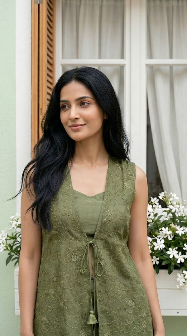 peach green Soft Tissue Party wear Coord set - party wear | Kunvarani