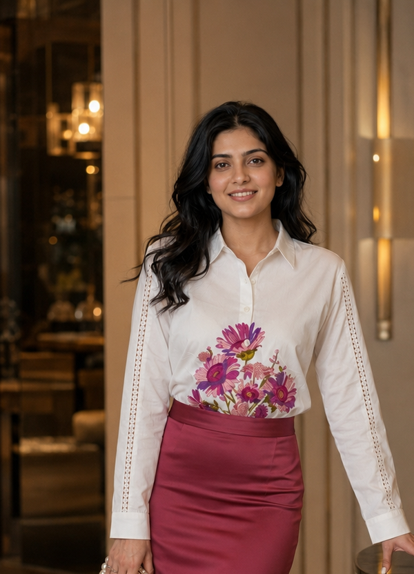 White Floral Print Shirt (2)