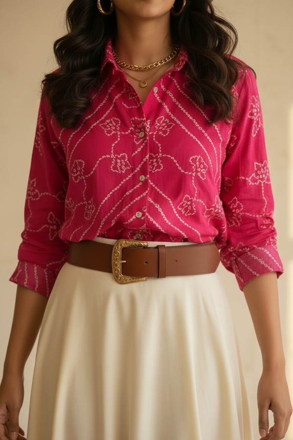 Pink Crepe Plus Size Shirt