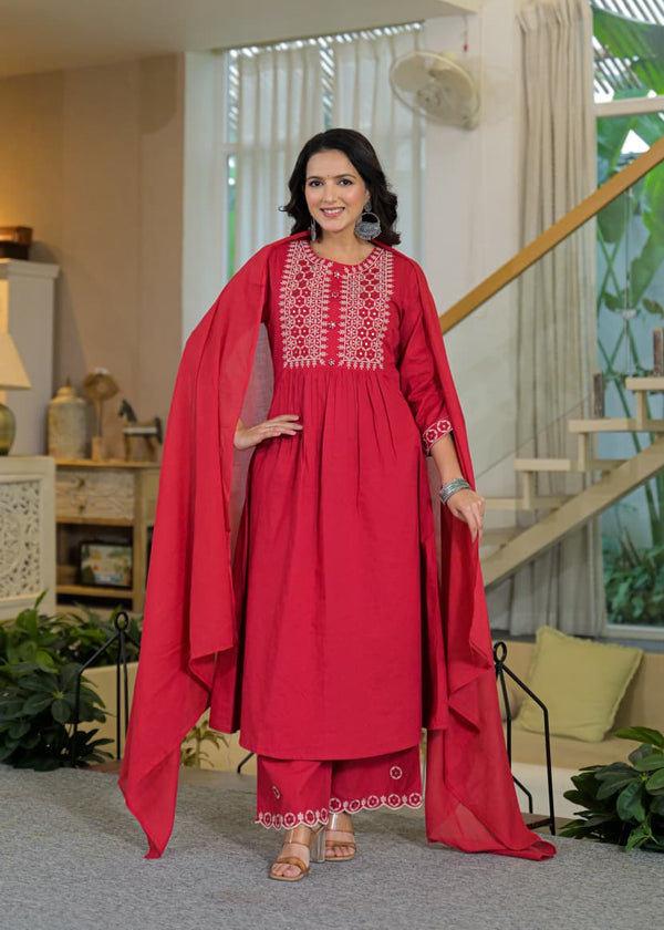 Red Kurti Set
