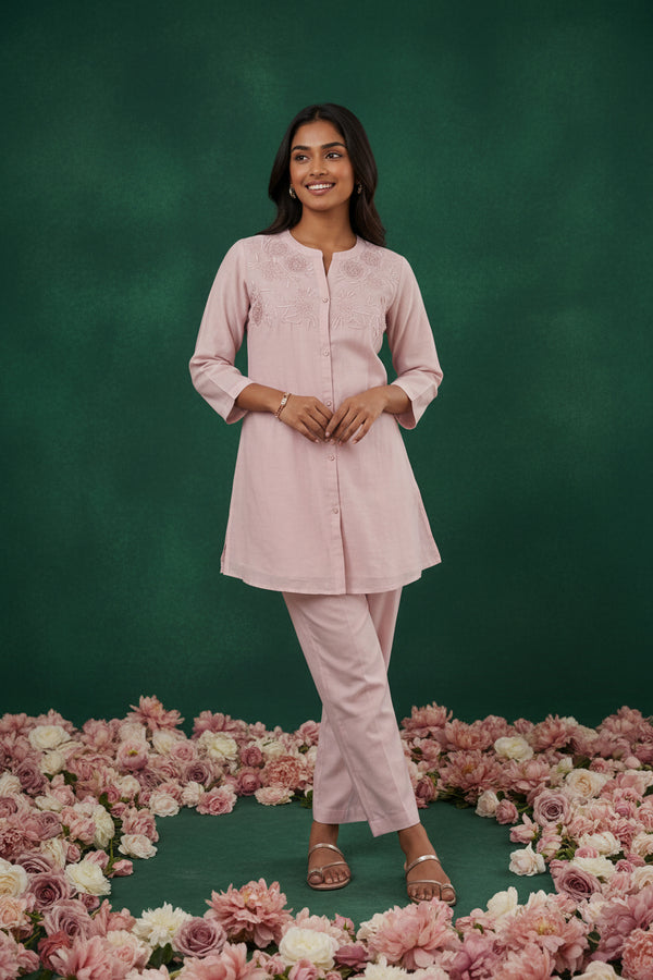 Light Pink Color Pink Party wear Coord Set Chanderi Slik - wedding wear | Kunvarani