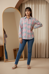 Woman wearing Stripe Design Shirt | Kunvarani
