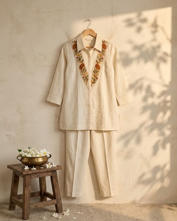 Off-White Thread Work Co Ord Set