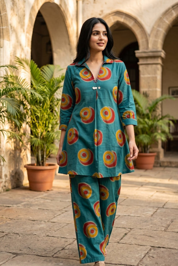 Woman wearing Cotton Coord Set | Kunvarani