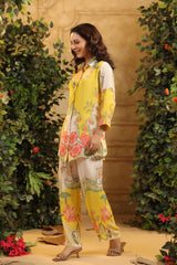 Yellow Floral Muslin Shirt Kurta Set