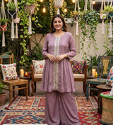 Mauve Sequin Panel Kurta Pant Set