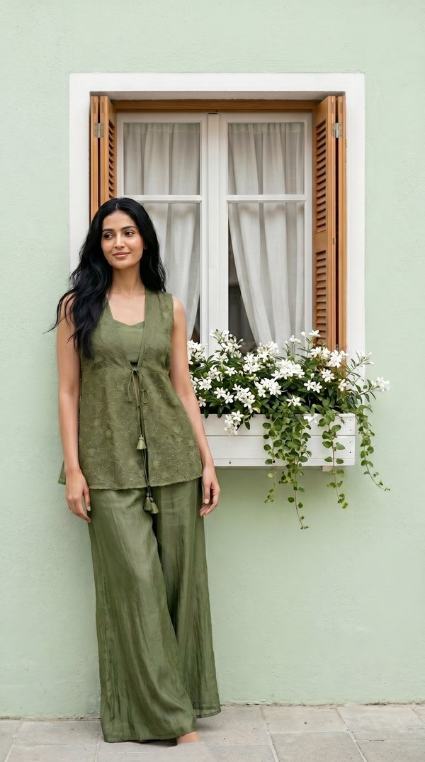 Tissue fabric detail - Soft Tissue Party wear Coord set | Kunvarani
