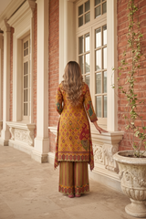 Woman wearing Mogal print kurta Set | Kunvarani