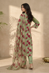 Vasansi Pearl Work V-Neck Kurti Set with Dupatta
