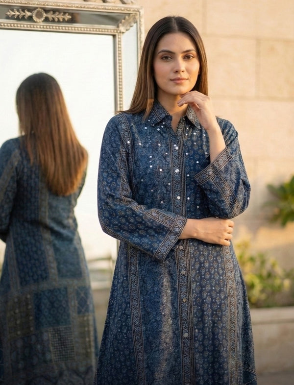 Woman wearing Crepe Coord Set | Kunvarani