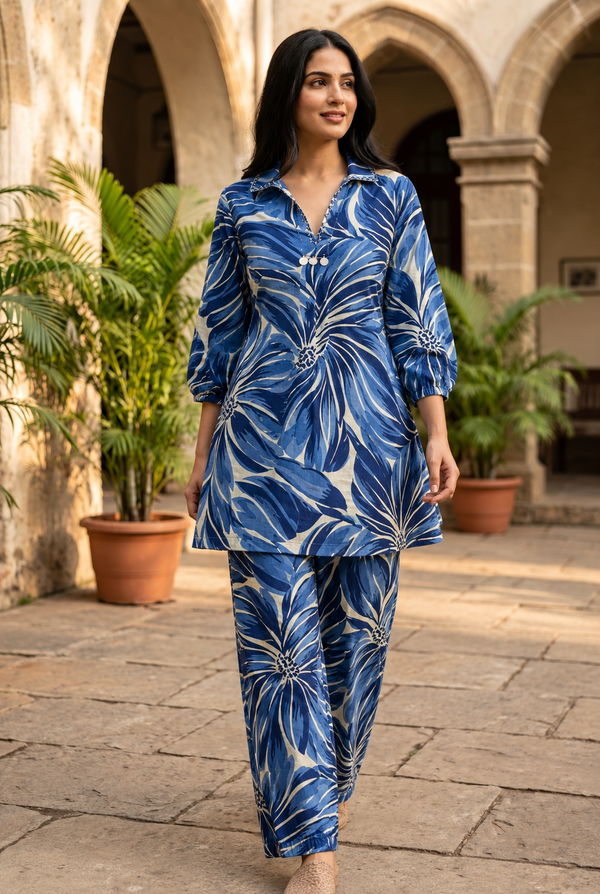 Woman wearing Blue Coord Set | Kunvarani