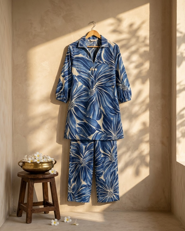 Navy Blue Thread Work Co Ord Set
