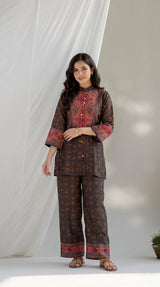 Multi-Colour Soft Muslin Buta Print Coord Set