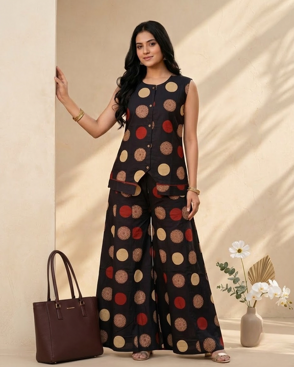 Black Block Print Co Ord Set
