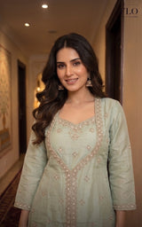 Pista Chinnon Beadwork IndoWestern Co Ord Set