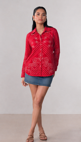 Red Crepe Plus Size Shirt