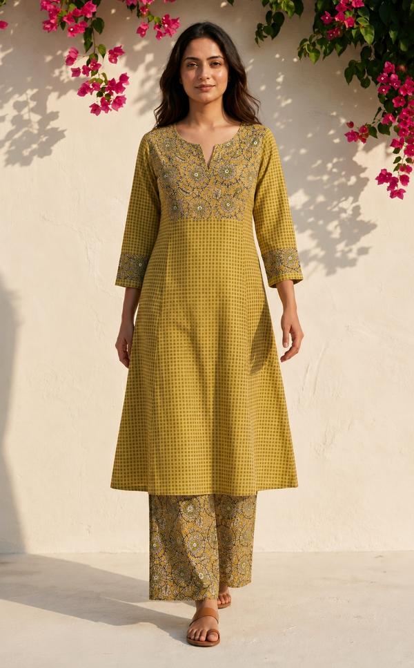 Woman wearing Kurta Set | Kunvarani