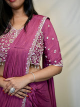 Imperial Purple Draped Saree with Artisanal 3D Katdana Blouse