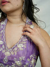 Halter Neck Tissue Palazzo Set in Lavender with Hand Detailing