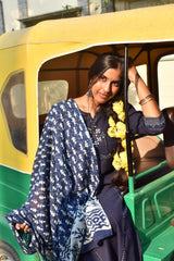 Navy Blue Mirror Work Kurta Set with Dupatta
