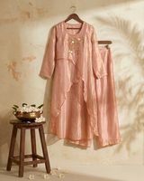 Pink Tissue Pearl Work Indo-Western Set