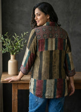 Woman wearing Ajrakh print Top | Kunvarani