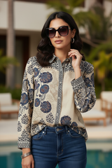 Cream Crepe Plus Size Shirt