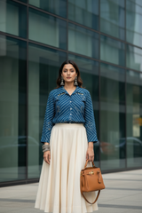 Royal Blue Crepe Plus Size Shirt