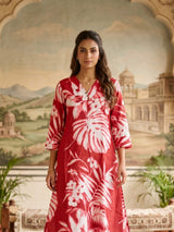 Woman wearing Red Cotton Co-Ord Set | Kunvarani