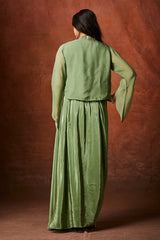 Crepe – Draped Skirt and Shrug Ensemble with Hand Detail