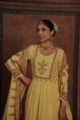 Yellow Sequin Anarkali Kurta Set