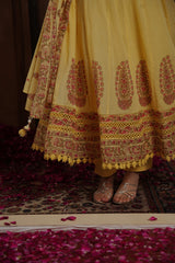 Yellow Sequin Anarkali Kurta Set