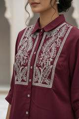 Embroidered Cotton Shirt with 3/4th Length Sleeves