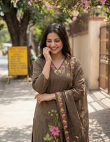 Brown Kurti Set Flo