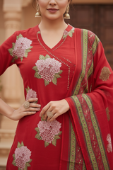 Red Kurta Set with Dupatta