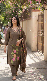 Brown Kurti Set Flo