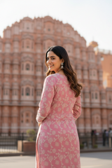 Pink Kurta Set with White Dupatta