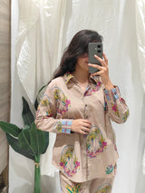 Brown Collar Neck Coord Set - Cotton office wear | Kunvarani