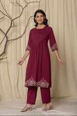 Embroidery work Kurti Set - drape and fit detail | Kunvarani