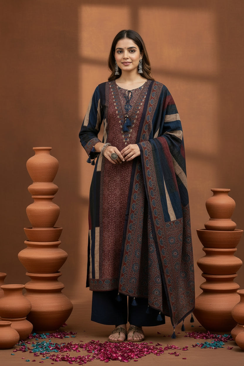 Muslin fabric detail - Soft Muslin kurti with Dupatta Set | Kunvarani