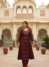 Cotton fabric detail - A Line Cotton kurti Set | Kunvarani