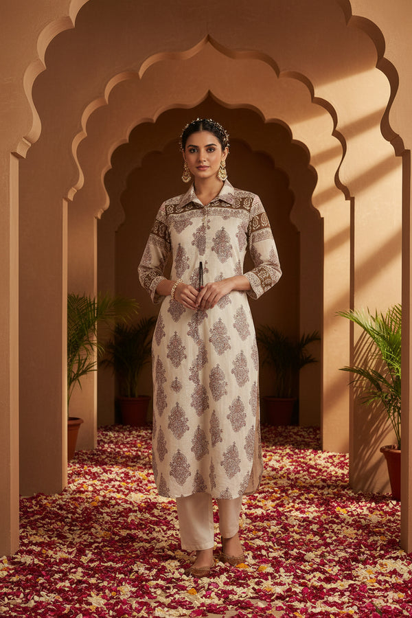 Cotton fabric detail - Mull Cotton kurti Set Casual Wear | Kunvarani