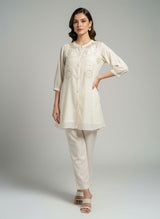 Party Wear off White Color Coord Set - Chanderi wedding wear | Kunvarani