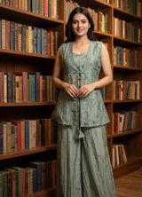 Soft Tissue Party wear Coord set - embroidery and craft close-up | Kunvarani
