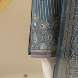 Blue Cotton Kurti Set with Dupatta