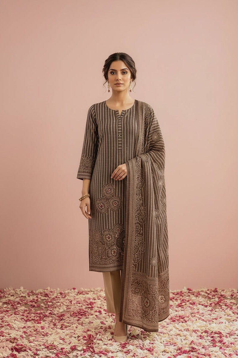 Brown Cotton Kurti Set with Dupatta - everyday wear | Kunvarani