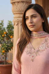 Blush Pink Chiffon Kurta Set with Dupatta