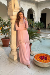 Blush Pink Chiffon Kurta Set with Dupatta