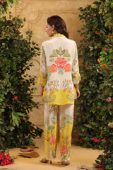 Yellow Floral Muslin Shirt Kurta Set
