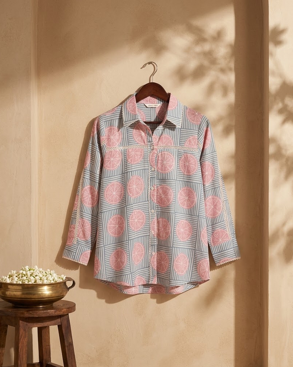 Pastel Pink & Blue Striped Shirt